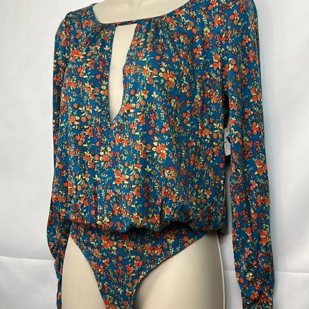 Free People Intimately free floral turquoise body suit size XS NWT